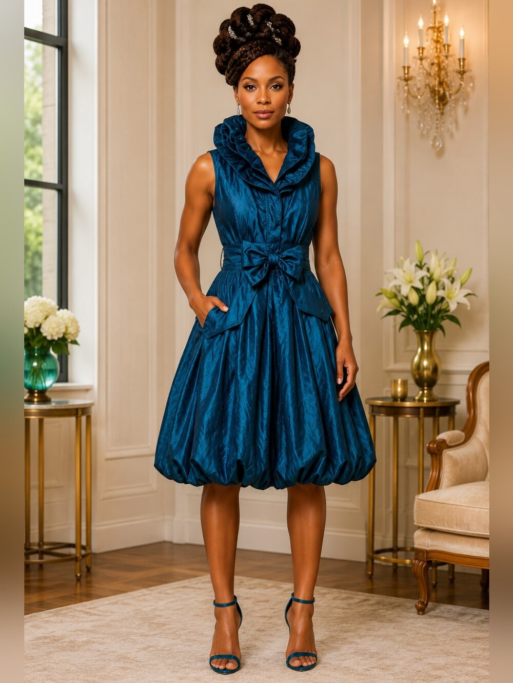 Samuel Dong Avant Garde Bow Cocktail Dress Size Medium NWOT